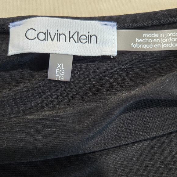 Calvin Klein Black Flutter Sleeve V-neck Blouse Top Sz XL Minimalist Old Money - Picture 7 of 10